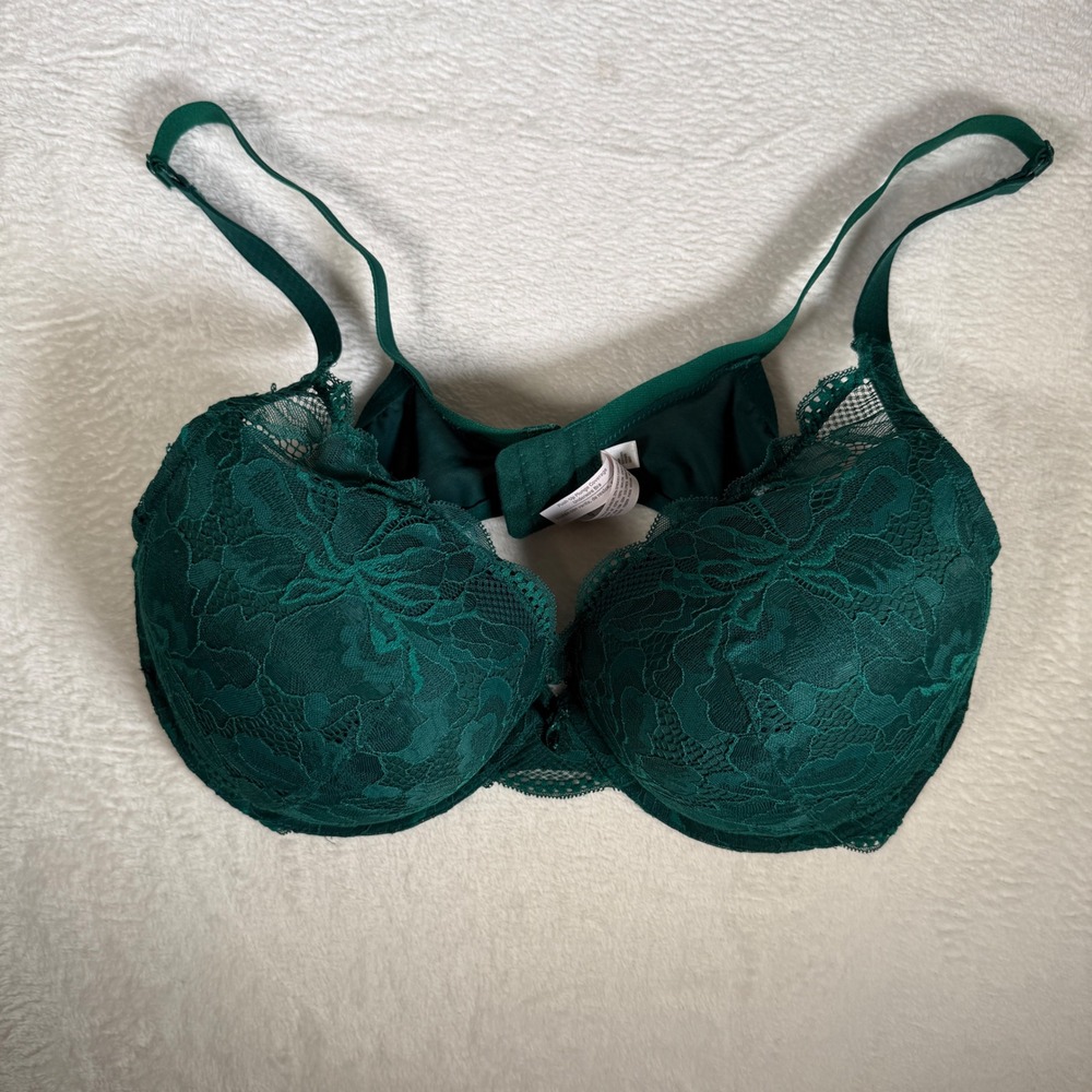 Auden Emerald Green Floral Lace Push‎ Up Underwire Bra 42DD